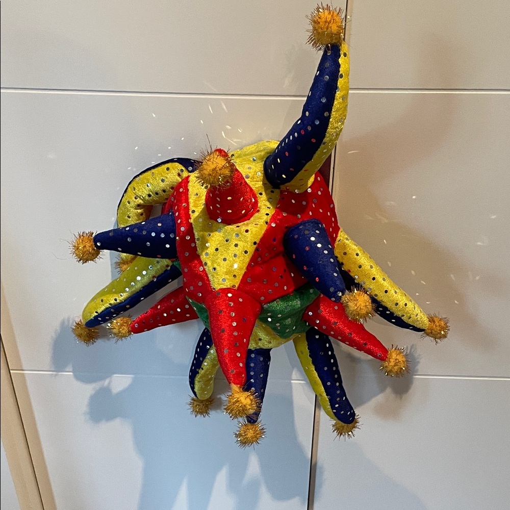 Colorful Jester Hat with Pom Poms